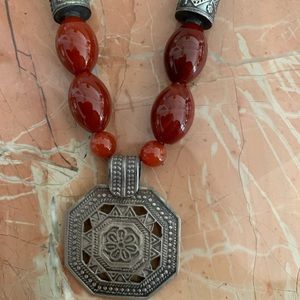 Necklace Sterling Silver Carnelian Stone BEAUTIFUL